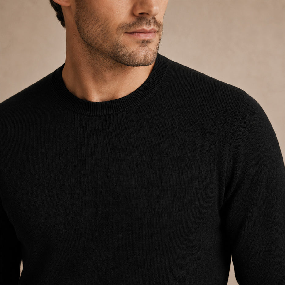 Maglione girocollo da uomo in lana extrafine merino – Finezza 12