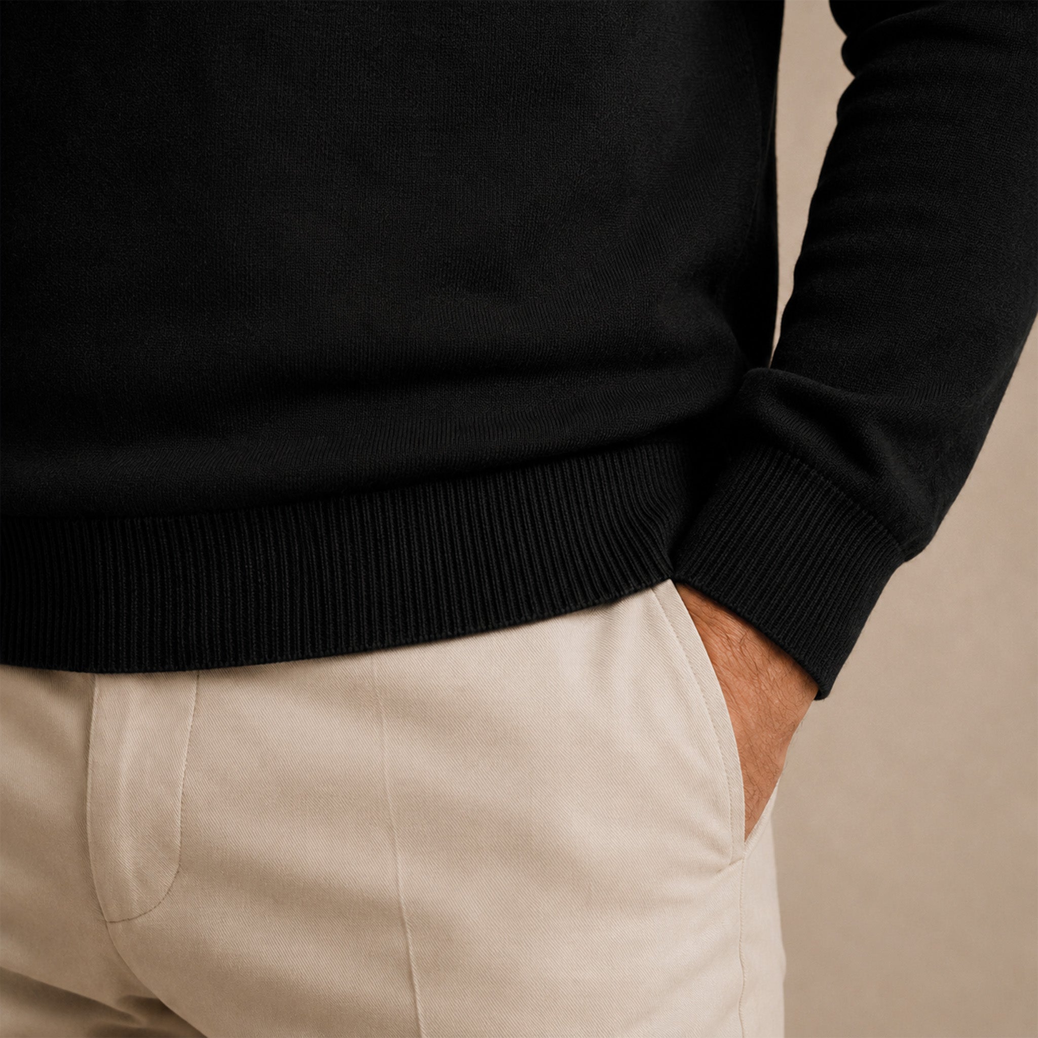 Maglione girocollo da uomo in lana extrafine merino – Finezza 12