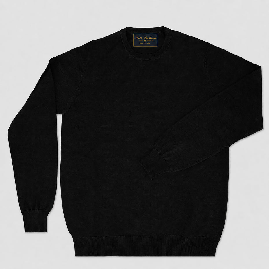 Maglione girocollo da uomo in lana extrafine merino – Finezza 12