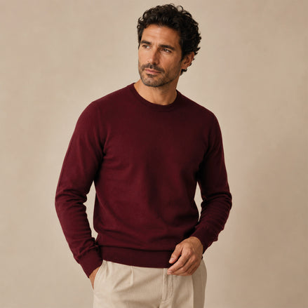 Maglione girocollo da uomo in lana extrafine merino – Finezza 12