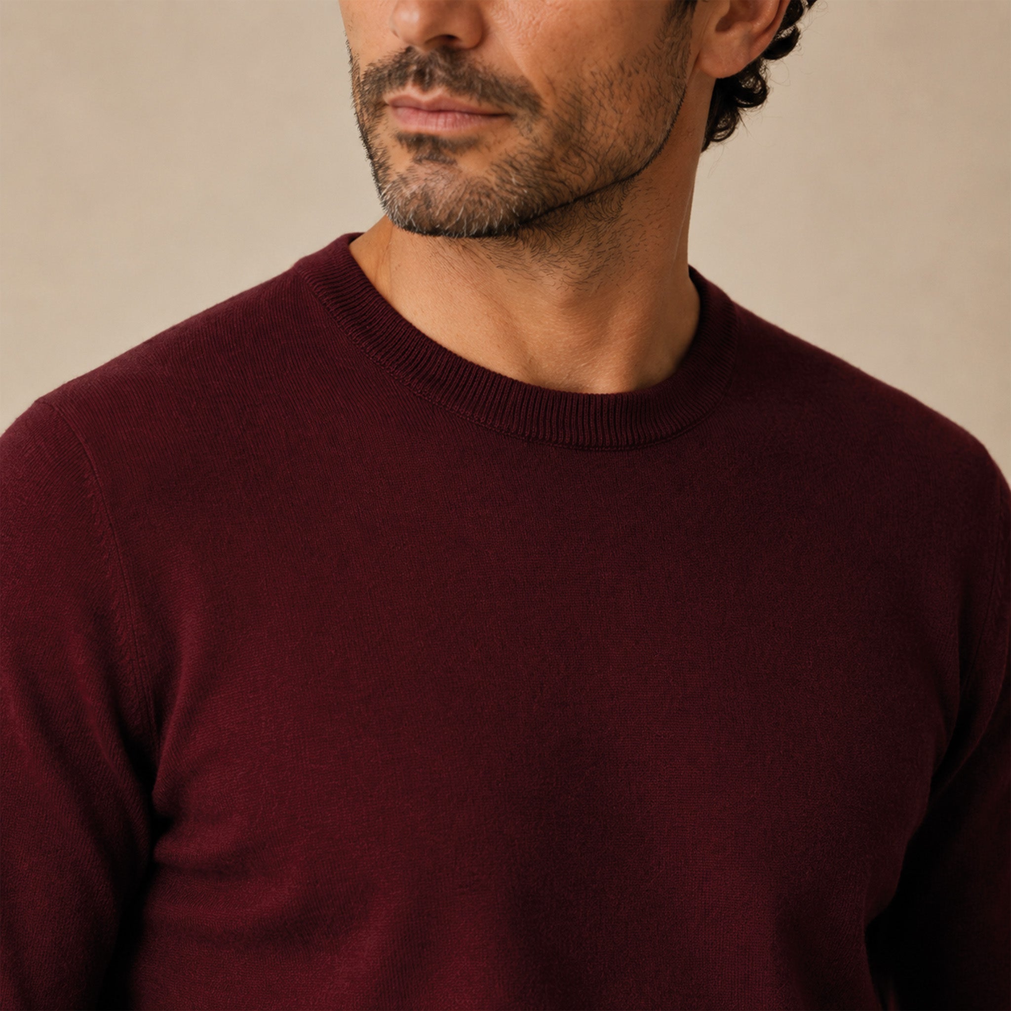 Maglione girocollo da uomo in lana extrafine merino – Finezza 12