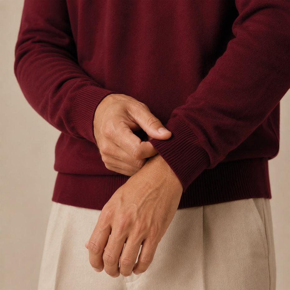 Maglione girocollo da uomo in lana extrafine merino – Finezza 12
