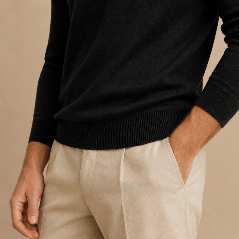 Maglione girocollo da uomo in lana extrafine merino – Finezza 12