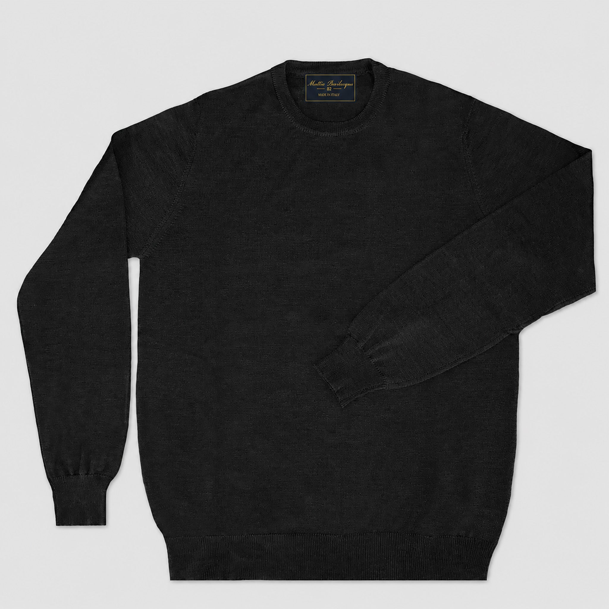 Maglione girocollo da uomo in lana extrafine merino – Finezza 12