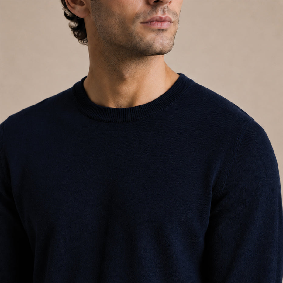 Maglione girocollo da uomo in lana extrafine merino – Finezza 12