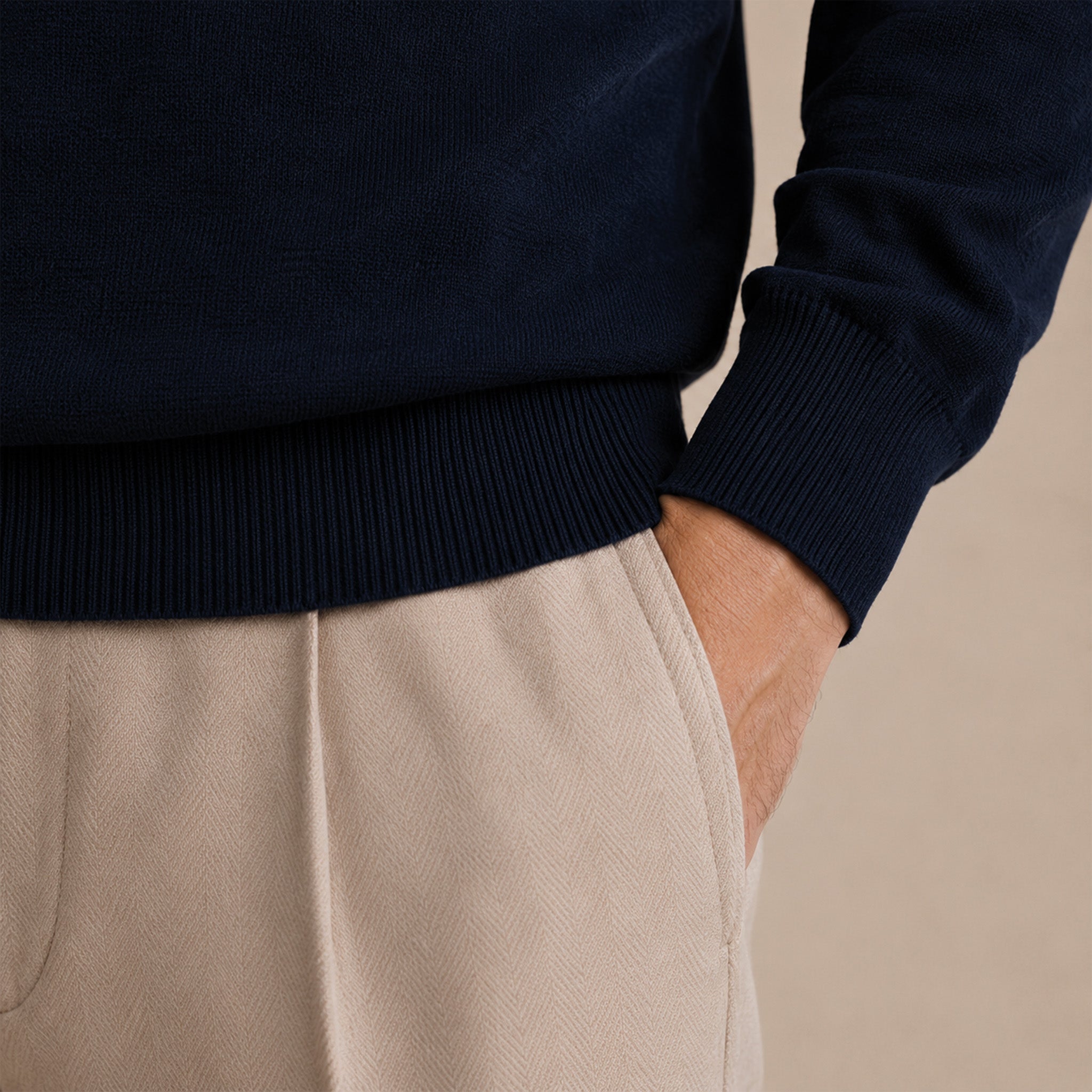 Maglione girocollo da uomo in lana extrafine merino – Finezza 12