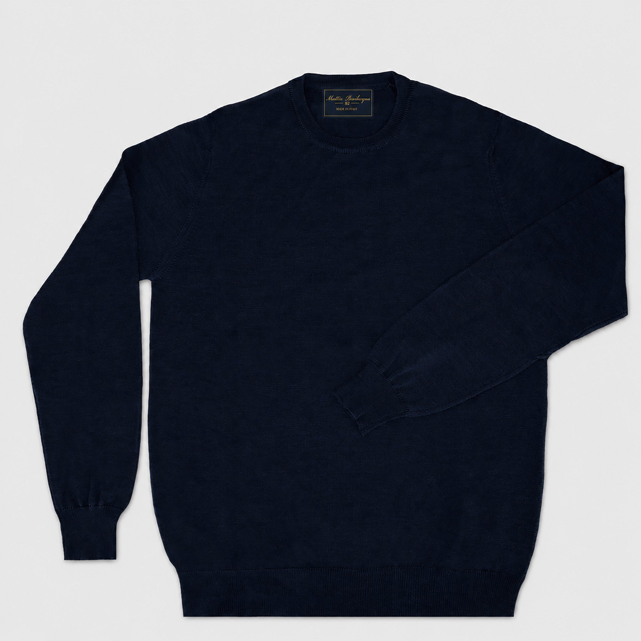 Maglione girocollo da uomo in lana extrafine merino – Finezza 12