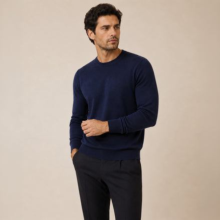 Maglione girocollo da uomo in 100% Lana Merino Superfine – Finezza 18