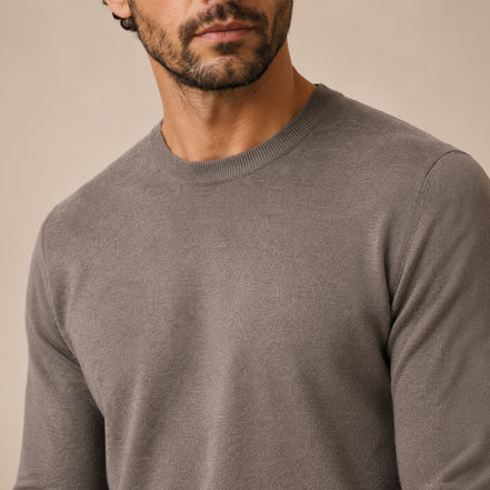 Maglione girocollo da uomo in 100% Lana Merino Superfine – Finezza 18
