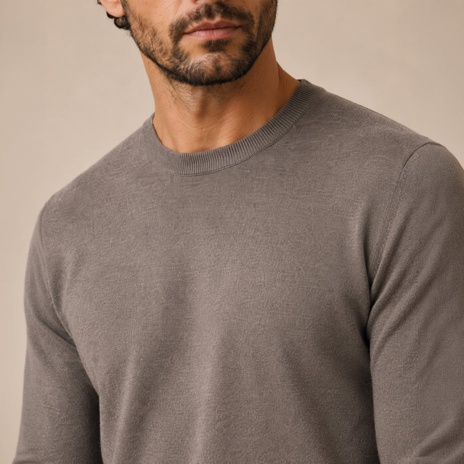 Maglione girocollo da uomo in 100% Lana Merino Superfine – Finezza 18