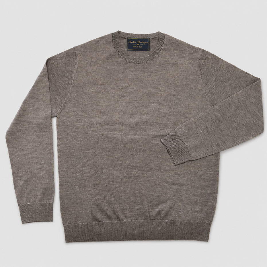 Maglione girocollo da uomo in 100% Lana Merino Superfine – Finezza 18