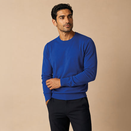 Maglione girocollo da uomo in 100% Lana Merino Superfine – Finezza 18