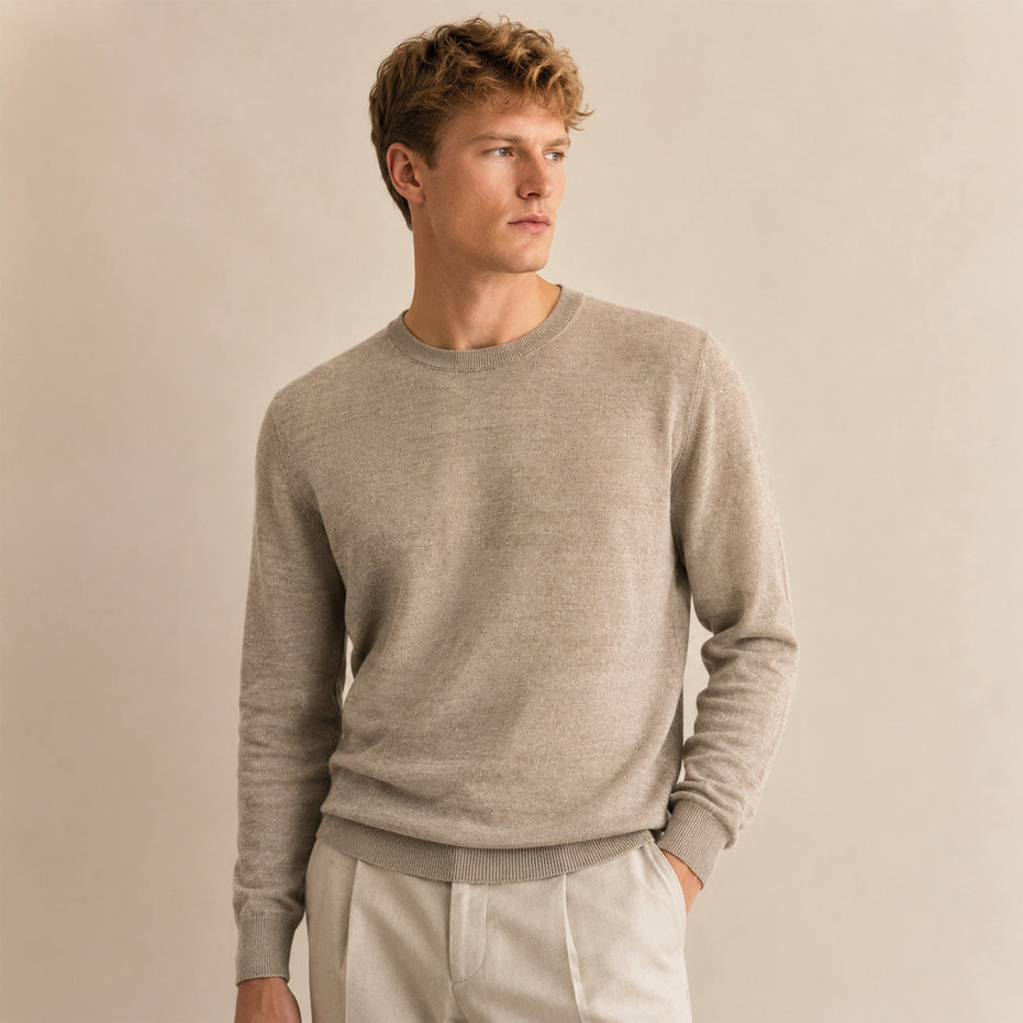 Maglione girocollo da uomo in lino biologico – Finezza 12