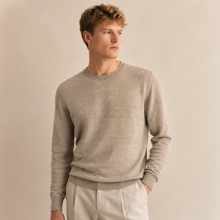 Maglione girocollo da uomo in lino biologico – Finezza 12