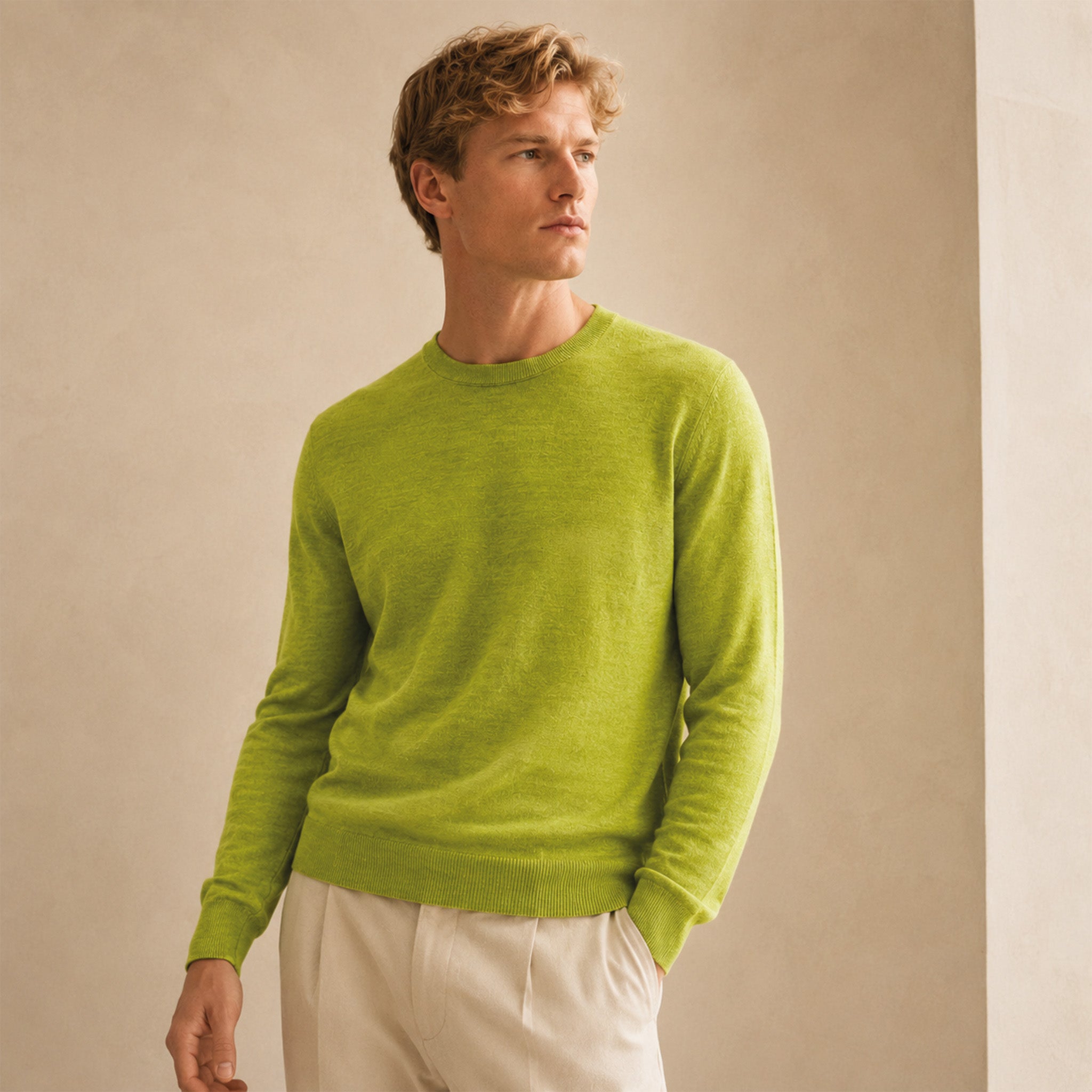 Maglione girocollo da uomo in lino biologico – Finezza 12