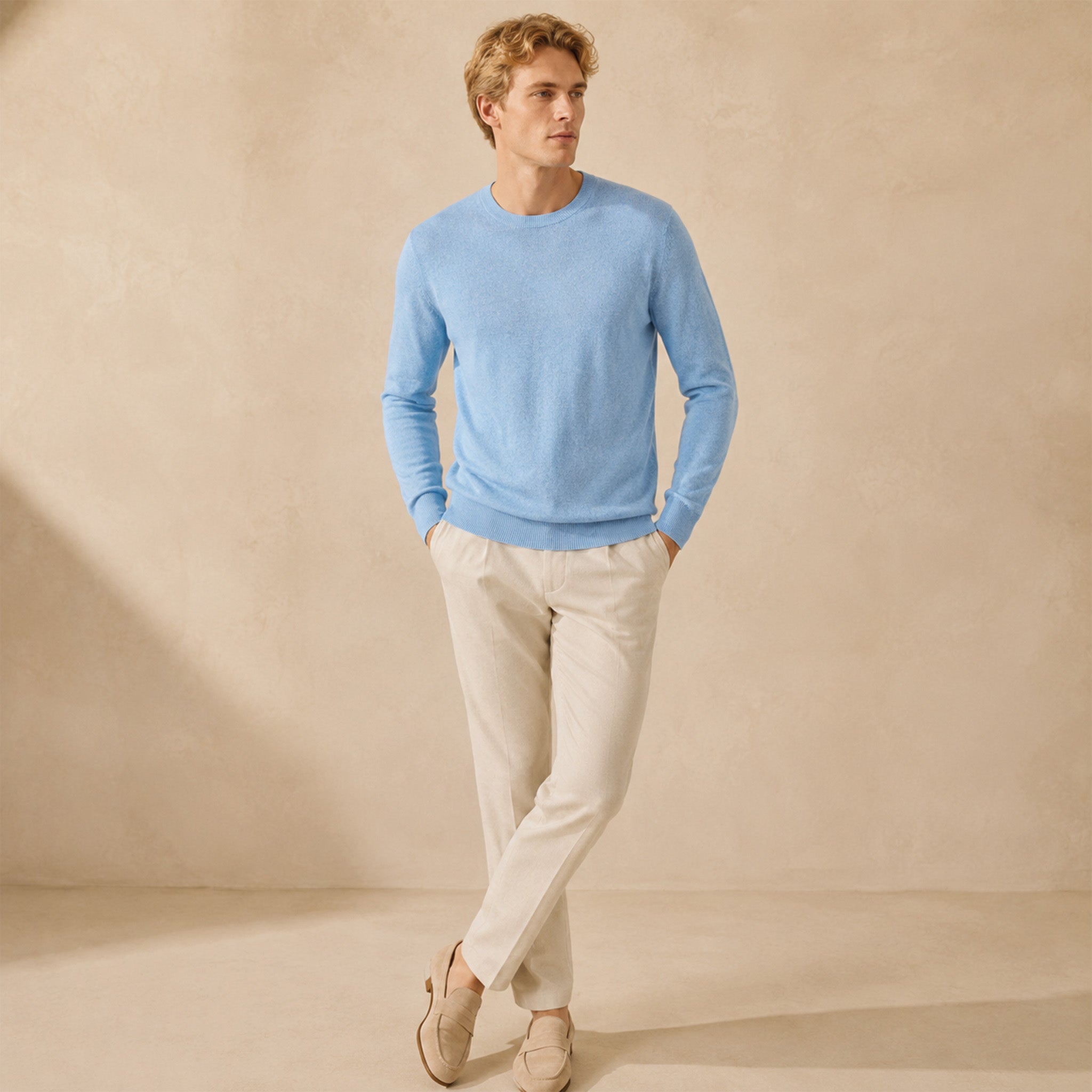 Maglione girocollo da uomo in lino biologico – Finezza 12