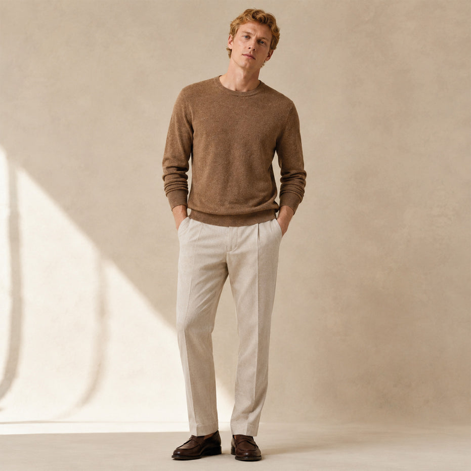 Maglione girocollo da uomo in lino biologico – Finezza 12