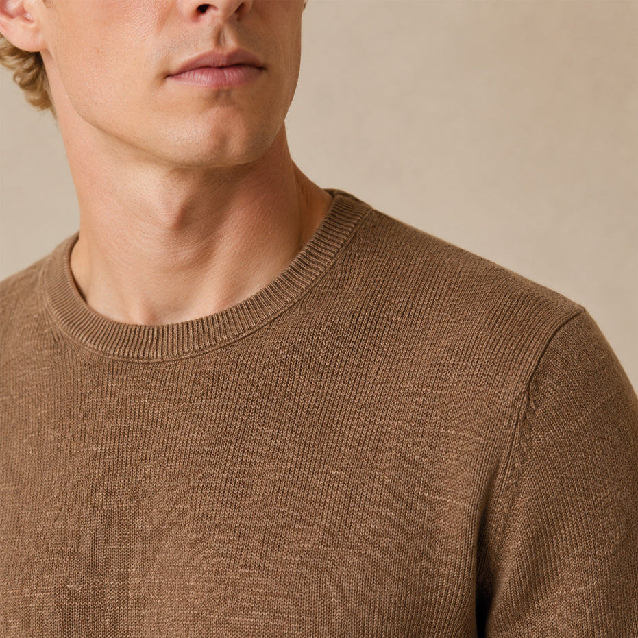 Maglione girocollo da uomo in lino biologico – Finezza 12