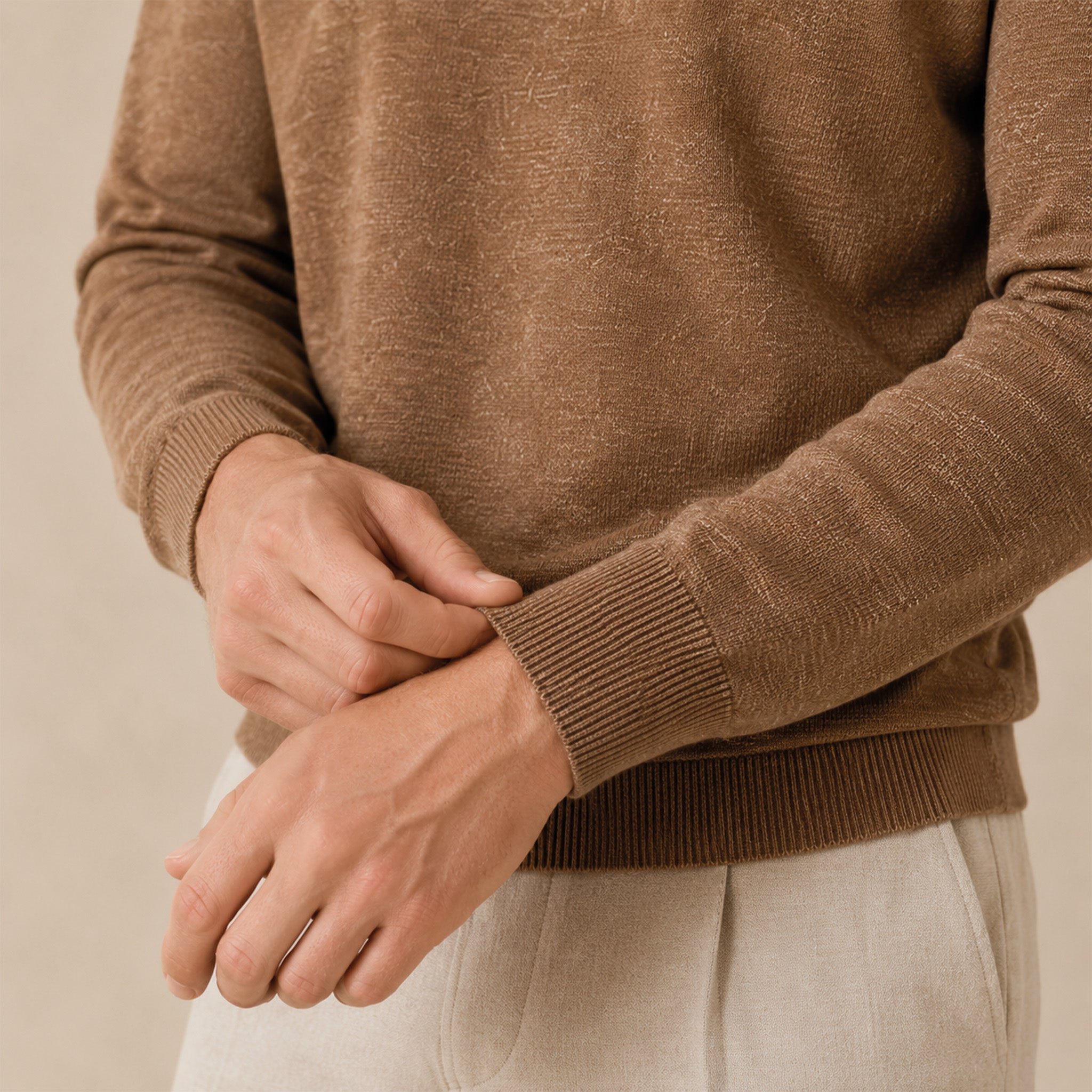 Maglione girocollo da uomo in lino biologico – Finezza 12