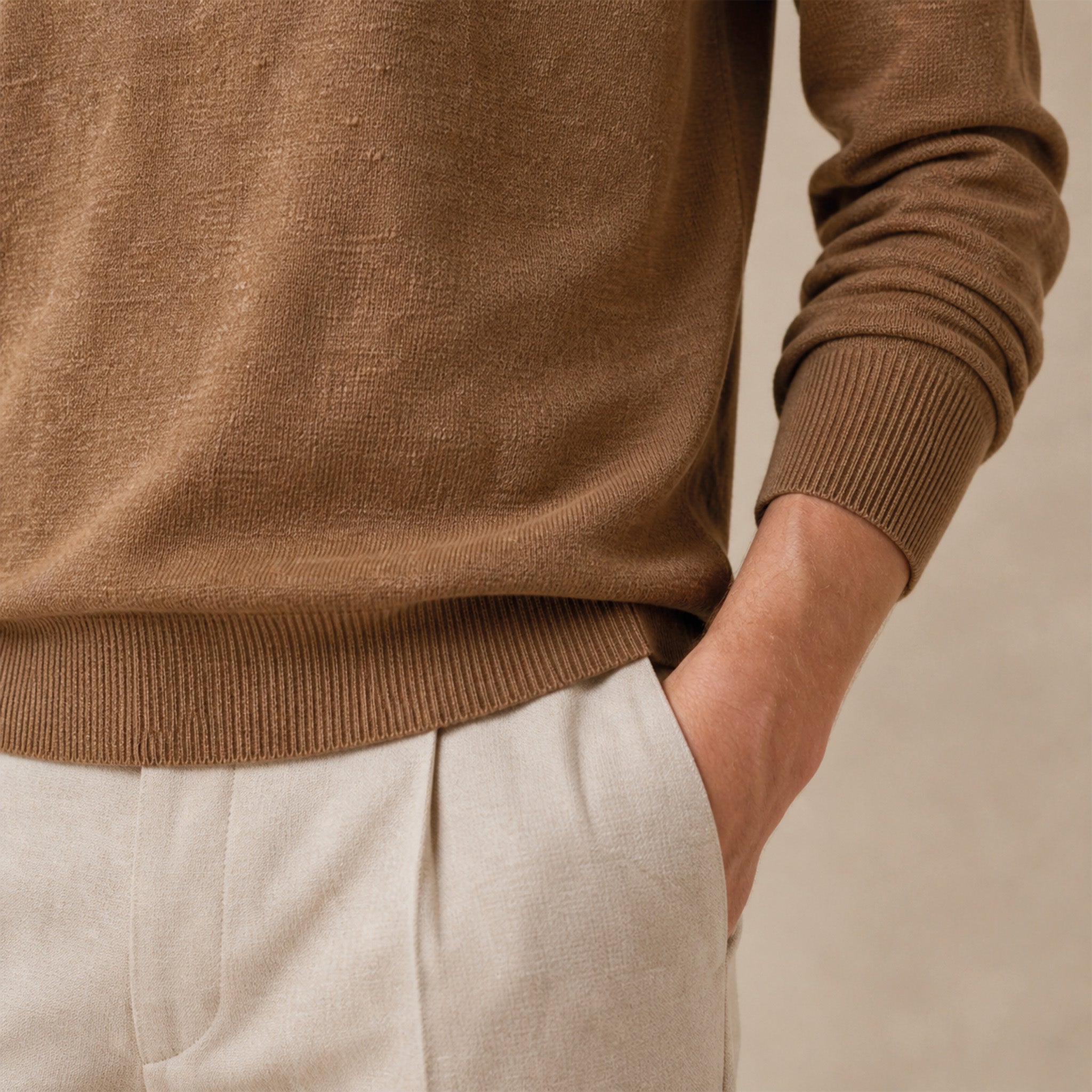 Maglione girocollo da uomo in lino biologico – Finezza 12
