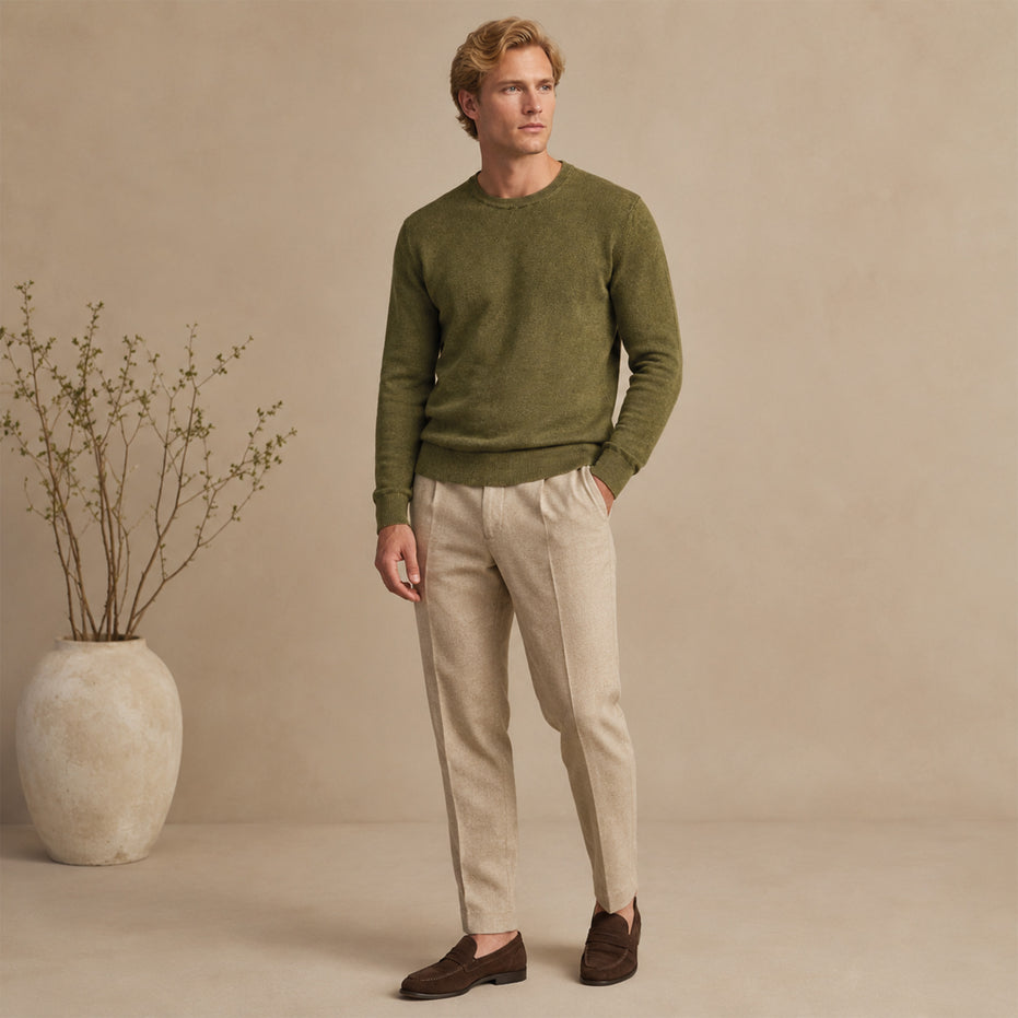 Maglione girocollo da uomo in lino biologico – Finezza 12