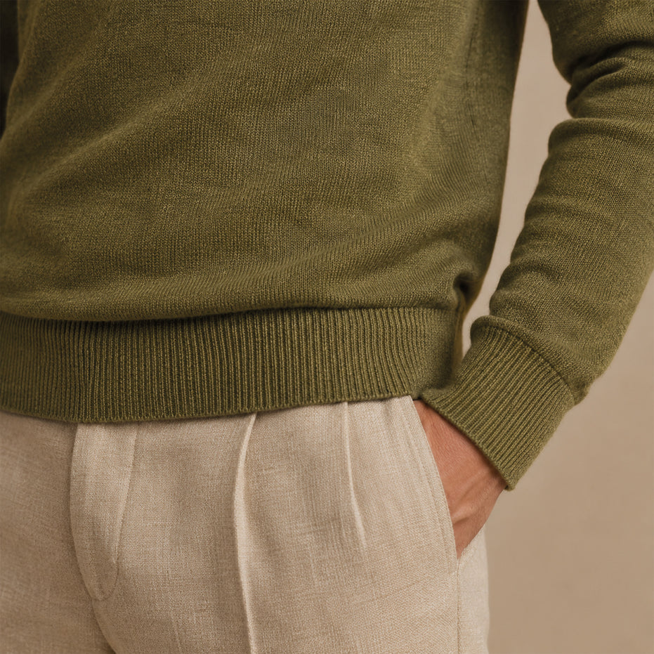 Maglione girocollo da uomo in lino biologico – Finezza 12
