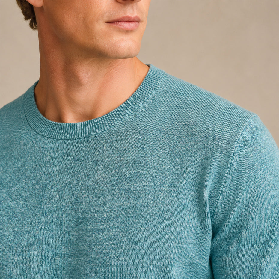 Maglione girocollo da uomo in lino biologico – Finezza 12