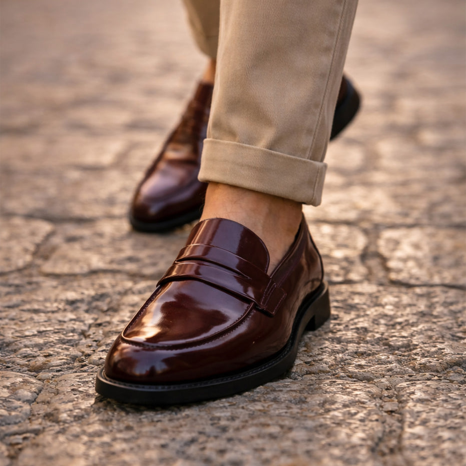 Scarpe - Mocassino penny loafer da uomo in vitello spazzolato