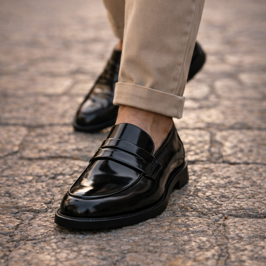 Scarpe - Mocassino penny loafer da uomo in vitello spazzolato