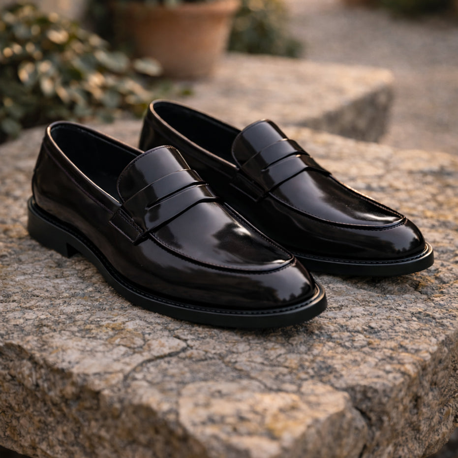 Scarpe - Mocassino penny loafer da uomo in vitello spazzolato