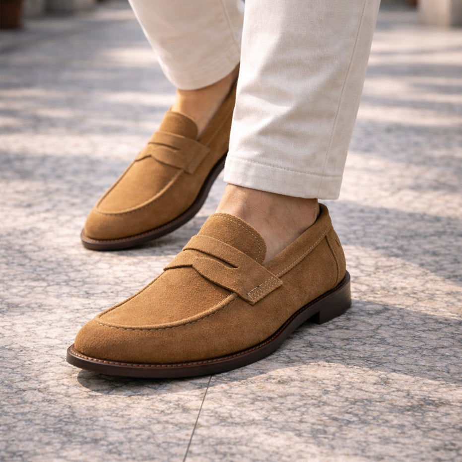 Scarpe Mocassino Penny Loafer da uomo scamosciate