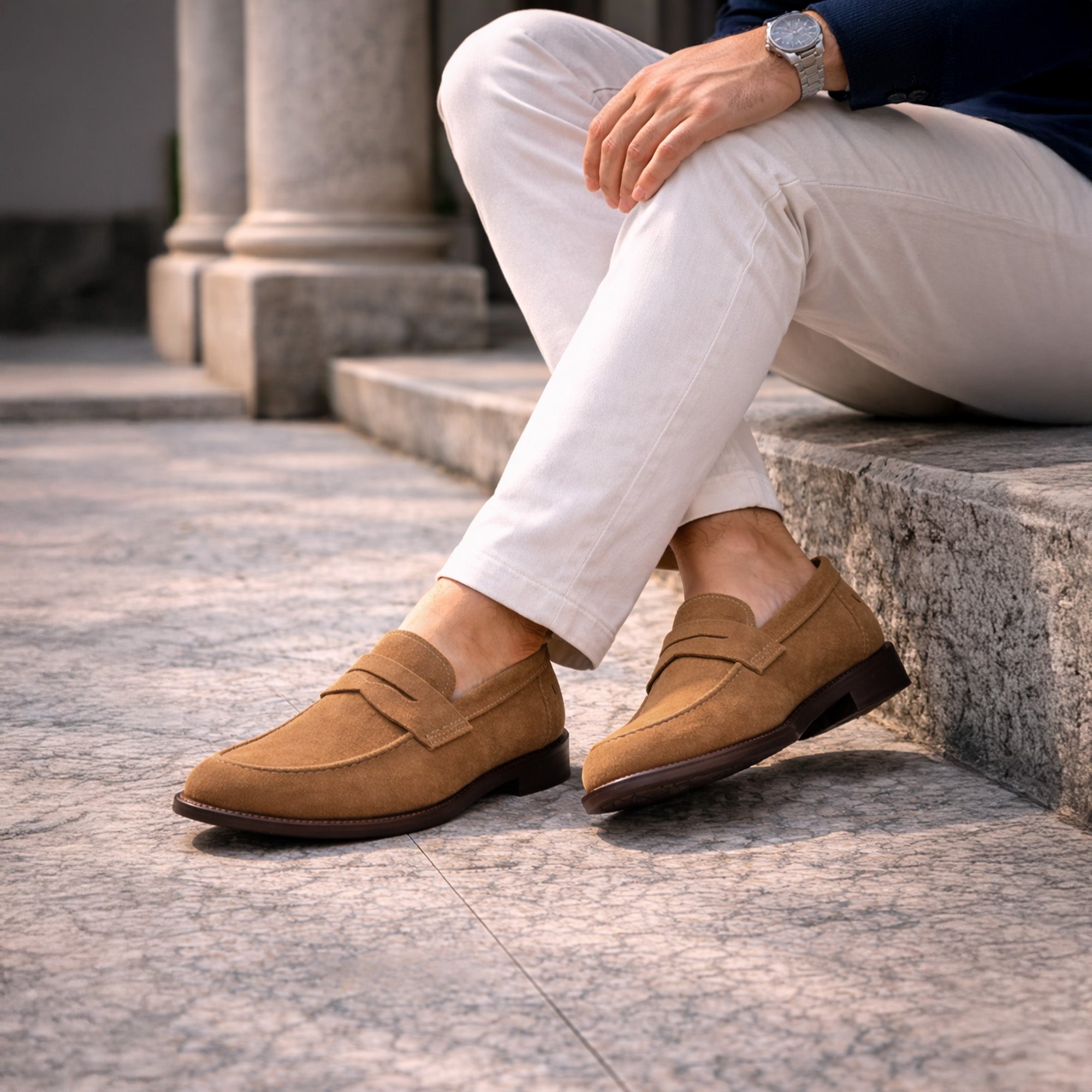 Scarpe Mocassino Penny Loafer da uomo scamosciate