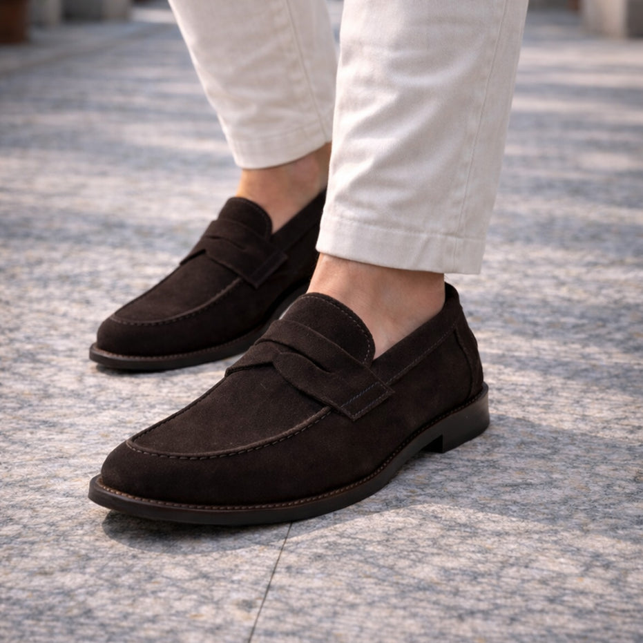 Scarpe Mocassino Penny Loafer da uomo scamosciate