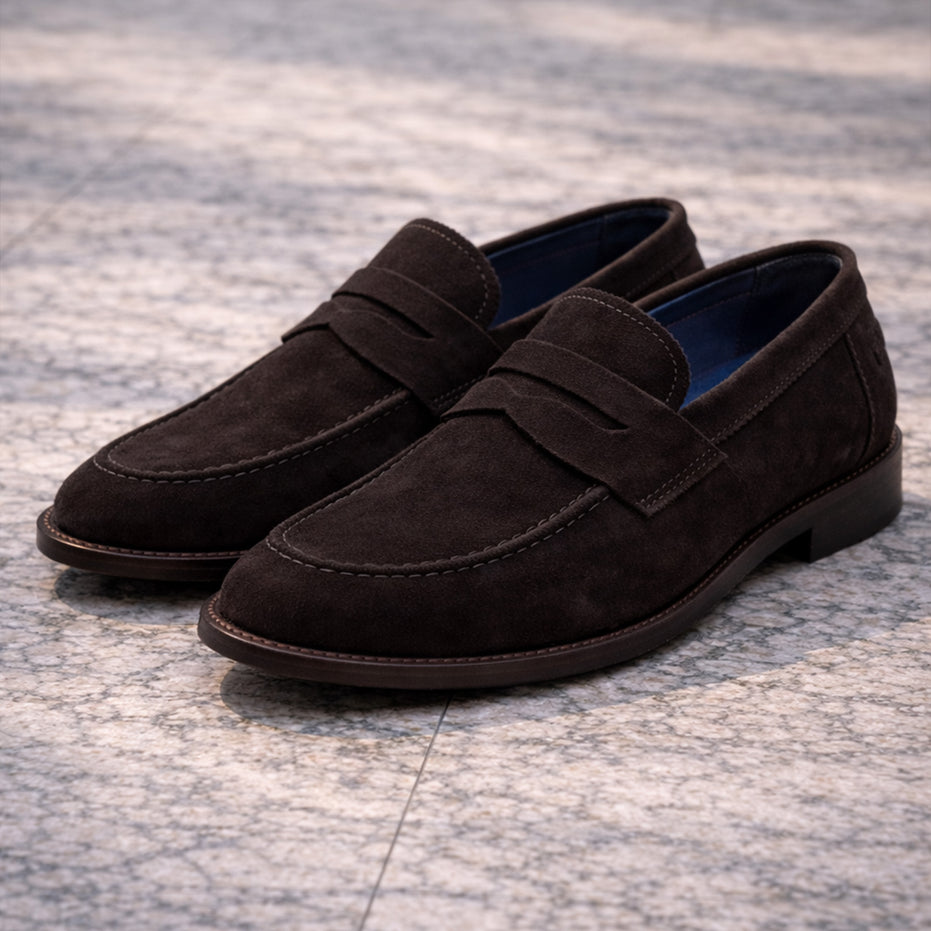 Scarpe Mocassino Penny Loafer da uomo scamosciate