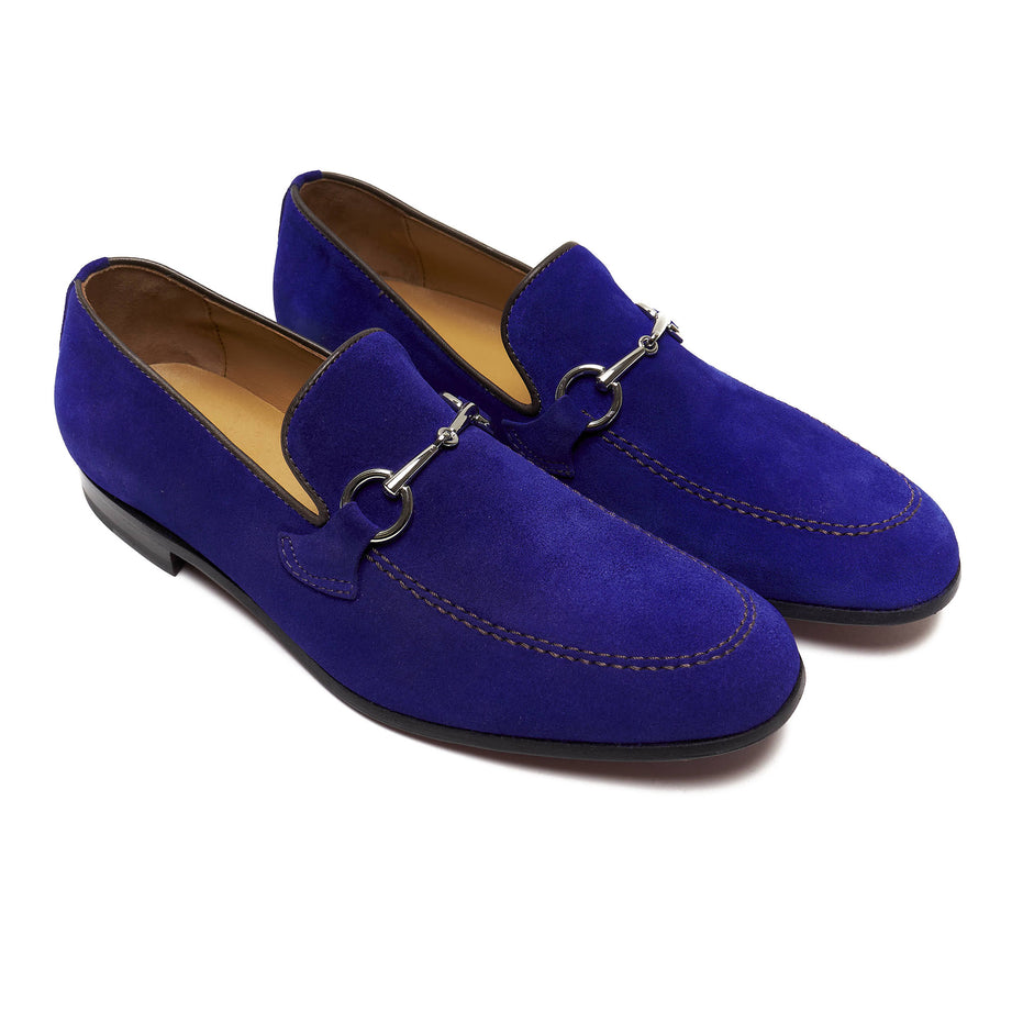 Scarpa Mocassino scamosciato da uomo con staffa morsetto – Suola cuoio