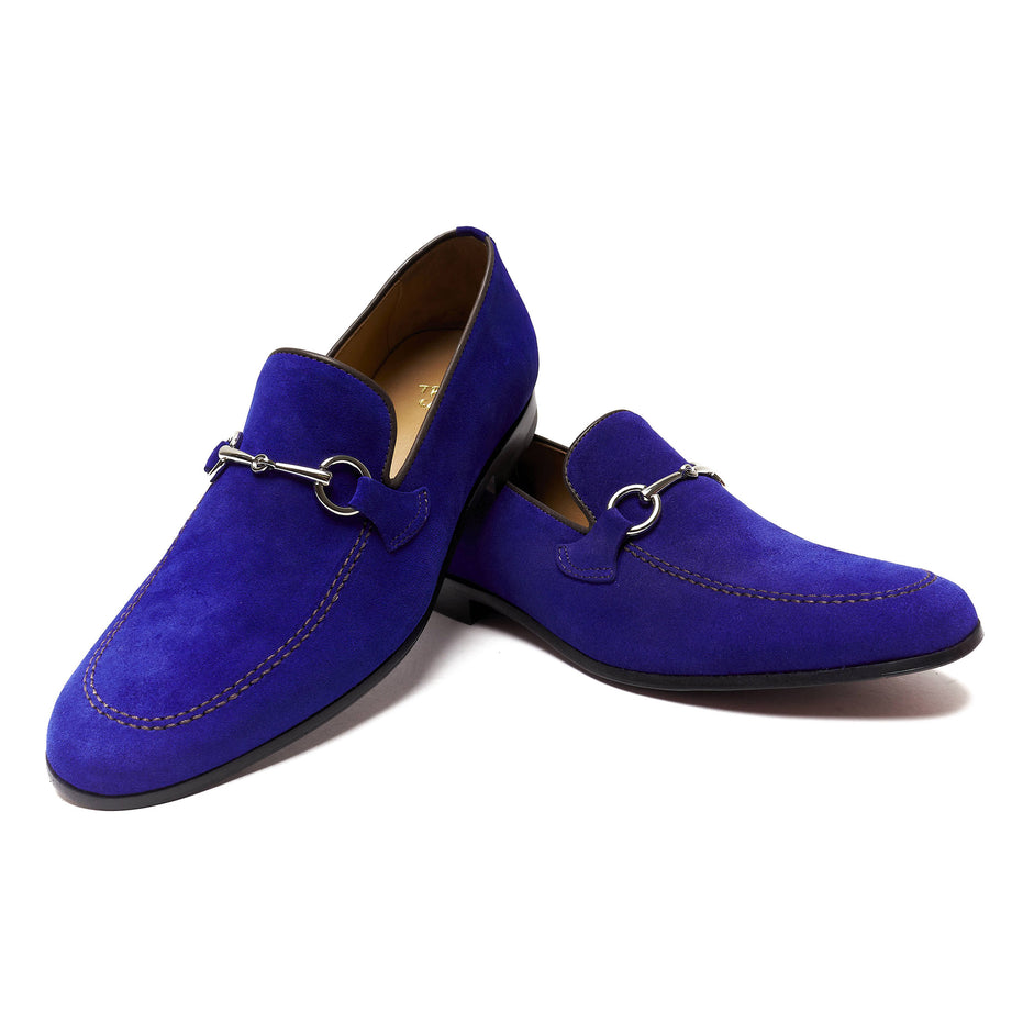 Scarpa Mocassino scamosciato da uomo con staffa morsetto – Suola cuoio