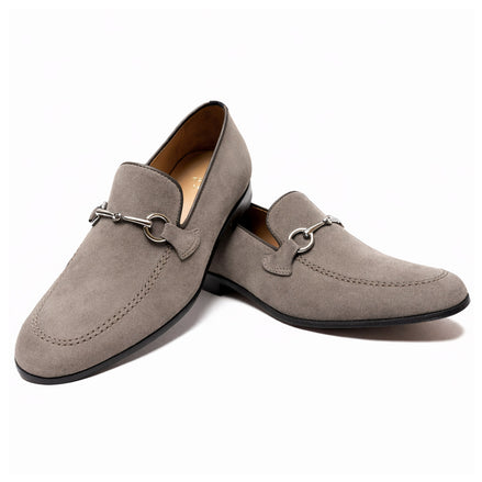 Scarpa Mocassino scamosciato da uomo con staffa morsetto – Suola cuoio