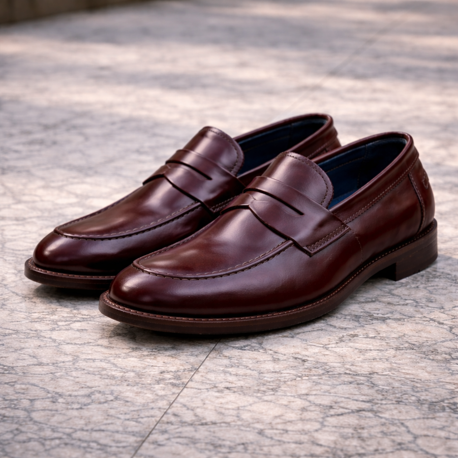 Scarpe - Mocassino penny loafer da uomo in vitello spazzolato