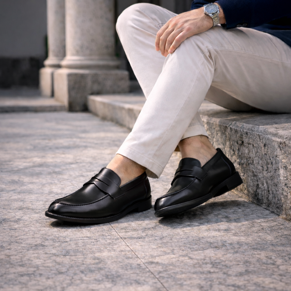 Scarpe - Mocassino penny loafer da uomo in vitello spazzolato