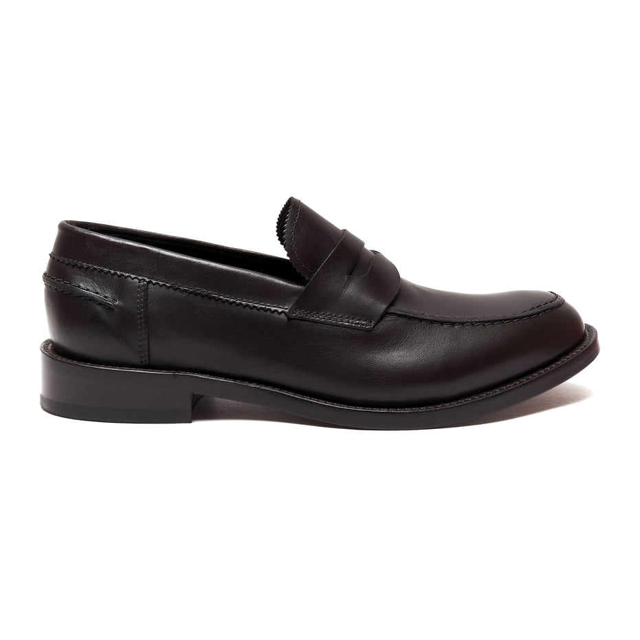 Scarpe - Mocassino penny loafer da uomo in vitello spazzolato