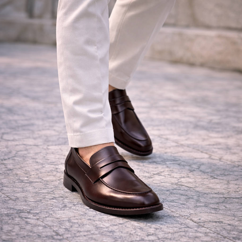 Scarpe - Mocassino penny loafer da uomo in vitello spazzolato