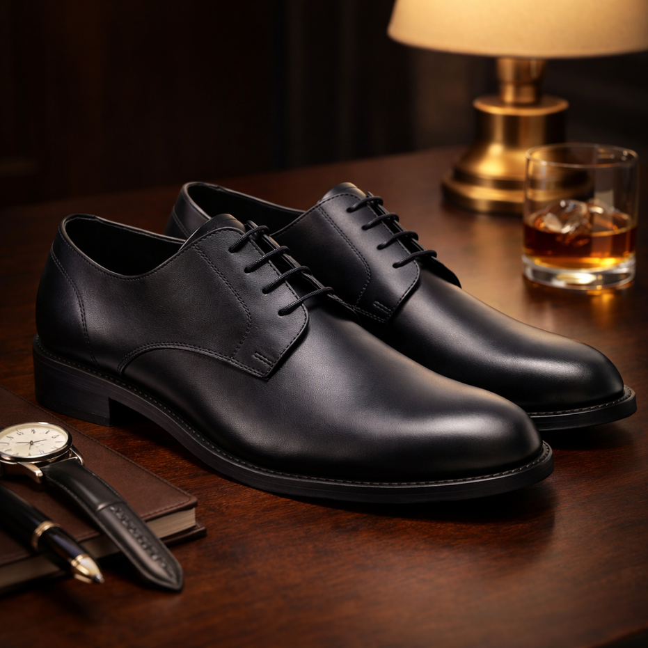Scarpe - Derby plain toe da uomo in vitello – elegante in vera pelle