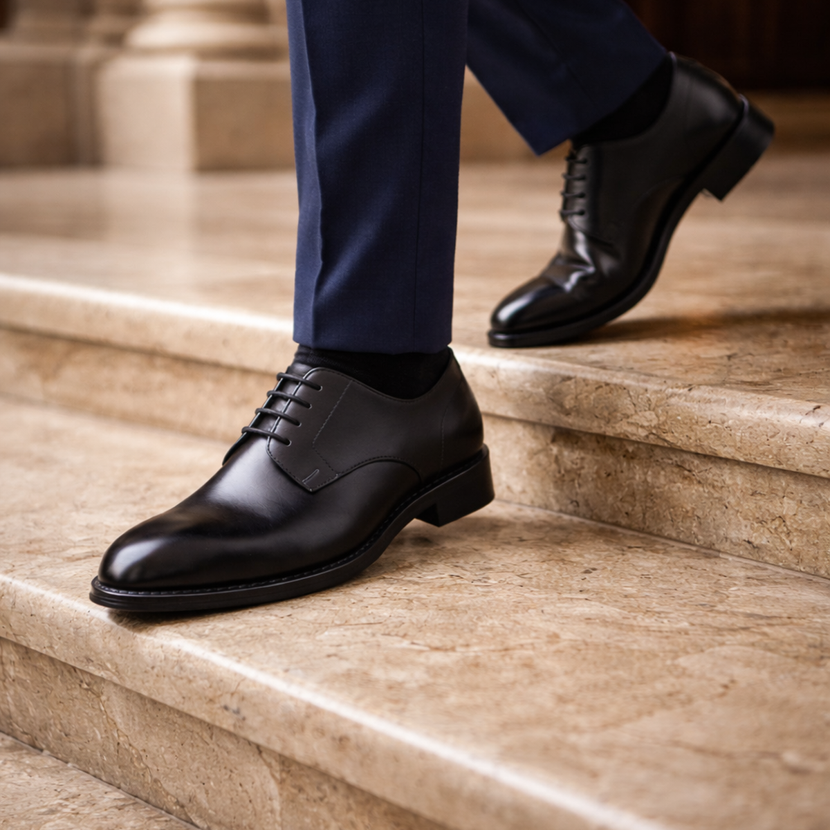 Scarpe - Derby plain toe da uomo in vitello – elegante in vera pelle