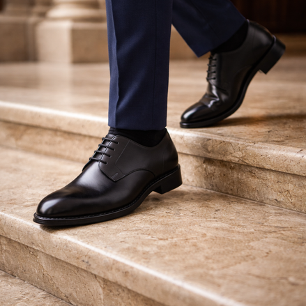 Scarpe - Derby plain toe da uomo in vitello – elegante in vera pelle