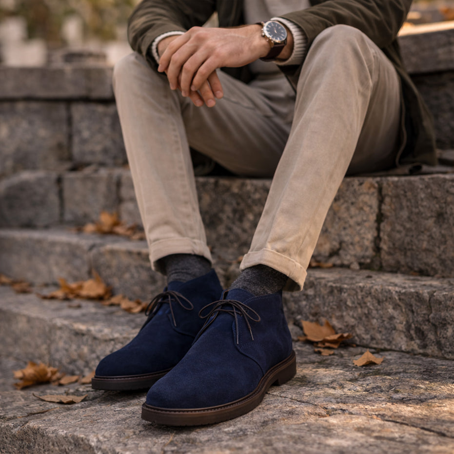 Scarpa Uomo Polacchino con lacci scamosciata