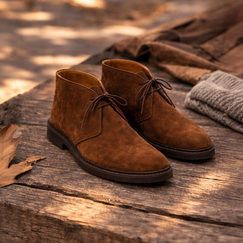 Scarpa Uomo Polacchino con lacci scamosciata