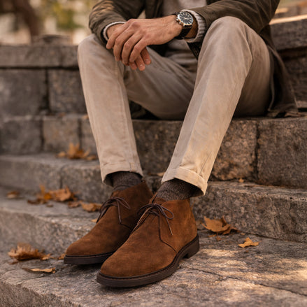 Scarpa Uomo Polacchino con lacci scamosciata