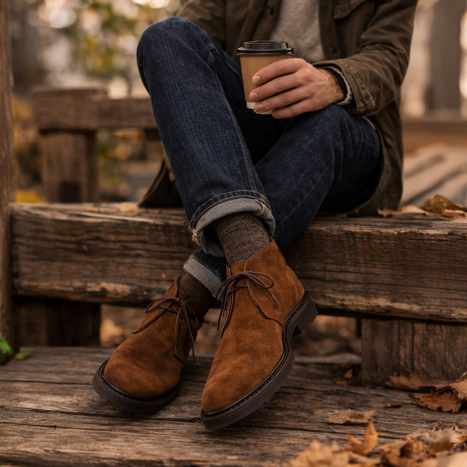 Scarpa Uomo Polacchino con lacci scamosciata