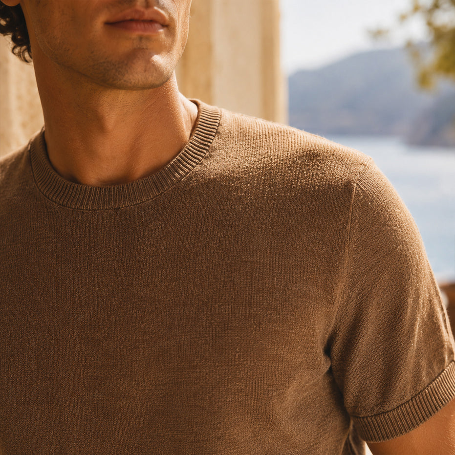 T-shirt girocollo da uomo in lino biologico – Finezza 12